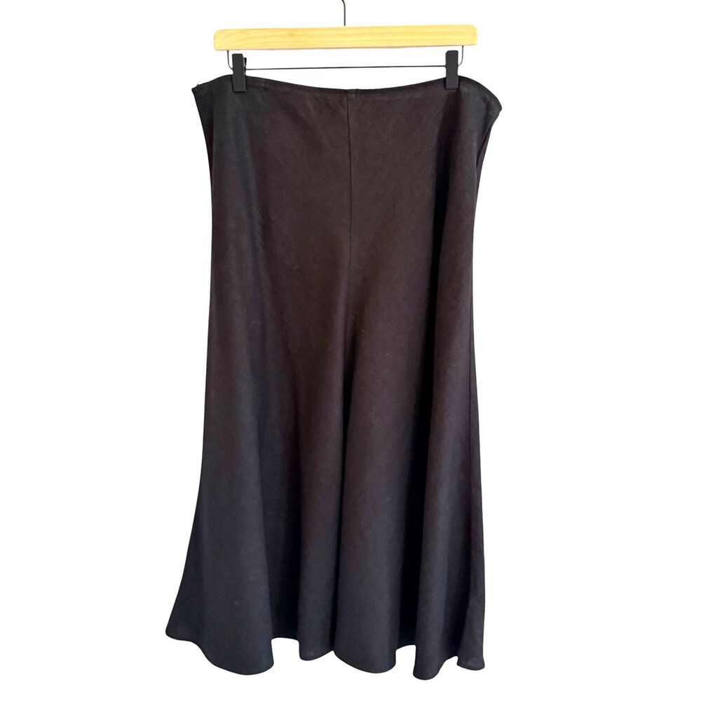 Eileen Fisher Womens Black Linen A-Line Skirt Size M Minimalist Capsule Neutral